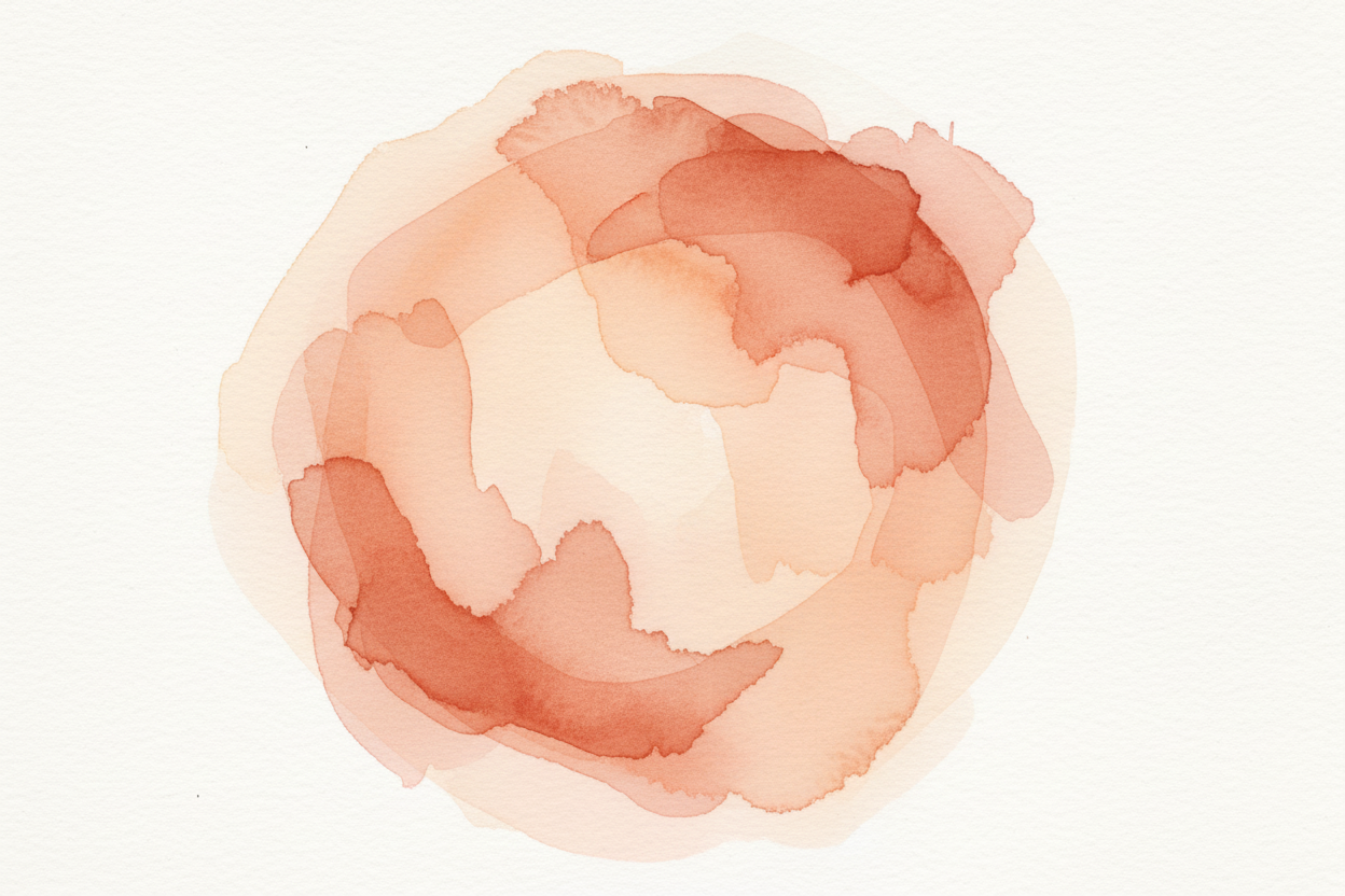 Abstract watercolor with gentle washes of warm peach and terracotta